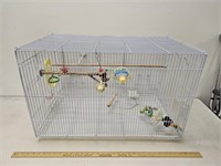 Large Bird Cage w Toys and Extras- 29x19