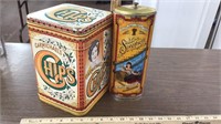 Vintage chip & spaghetti tin cans
