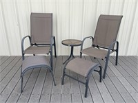 (5) Patio: 2- Chairs w/ 2- Stools & 1- Side Table