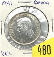 1941 Canadian half dollar, Unc.
