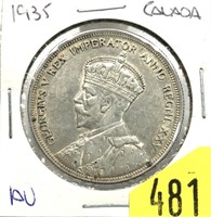 1935 Canadian silver dollar, AU