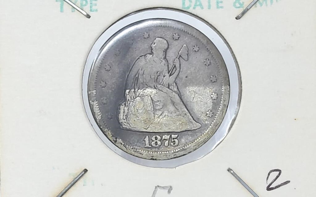 1875 S - Seated Liberty 20 Cent Coin