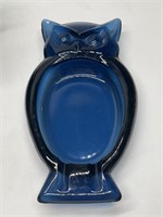 MCM Viking Cobalt Blue Owl Glass Ashtray/Trinket