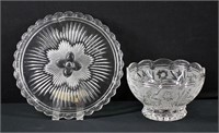 2pc Floral Glass Serving Plate & Dish