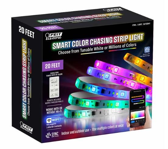 Feit Electric 20’ Color Chasing Strip Light 4-pack