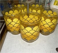 5-VINTAGE YELLOW JUICE GLASSES