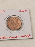 1853 Coronet Half Cent