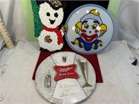 *SNOWMAN 60'S PLASTIC WALL DECOR.BEER SIGN AS IS
