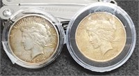 (2) Peace Silver Dollars: 1923, 1925 In Capsules