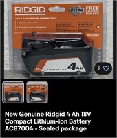New Genuine Ridgid 4 Ah 18V