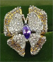 Sz 10 Sparkling Butterfly Statement Ring
