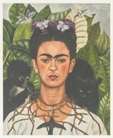 Mexican Modernist Signed Frida Kahlo Lithograph
