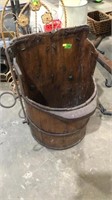 Old wooden water or feed bucket