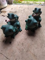 Two resin like frog yard statues