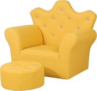 KIDS LEATHER SOFA CHAIR WITH OTTOMAN