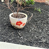 CERAMIC FLOWER POT WITH ORANGE FLOWERS