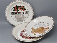 (3) Recipe Pie Plates, Pecan, Cherry & Strawberry