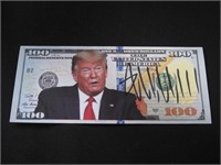 DONALD TRUMP SIGNED $100 NOVELTY NOTE COA