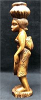 Vintage Carved Wood Sculpture - Woman Baby Basket