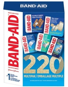 220-Pk Band-Aid Adhesive Bandages Assorted Sizes