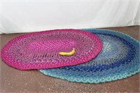 2 Bright Vintage Braided Oval Rag Rugs