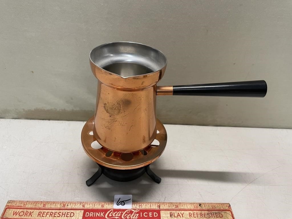 COPPER SAUCE POT WITH WARMER