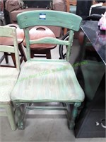 Vintage Children's Wood Green Chair