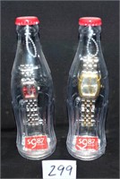 2 Plastic Coca-Cola bottles w/ Coca-Cola watches