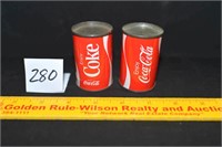 Vintage set of Coca-Cola metal can salt & pepper