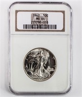 Coin 1942-P Walking Liberty Half Dollar NGC MS65
