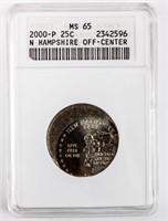 Coin 2000-P Error Off Center Quarter ANACS MS65