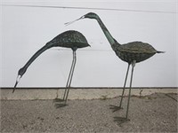 ^ (2) Yard Art Metal Cranes