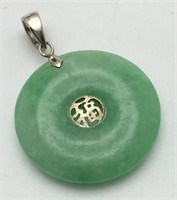 Sterling Silver Green Jade Pendant