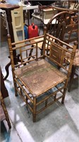 Antique bamboo corner chair, 18 inches out from