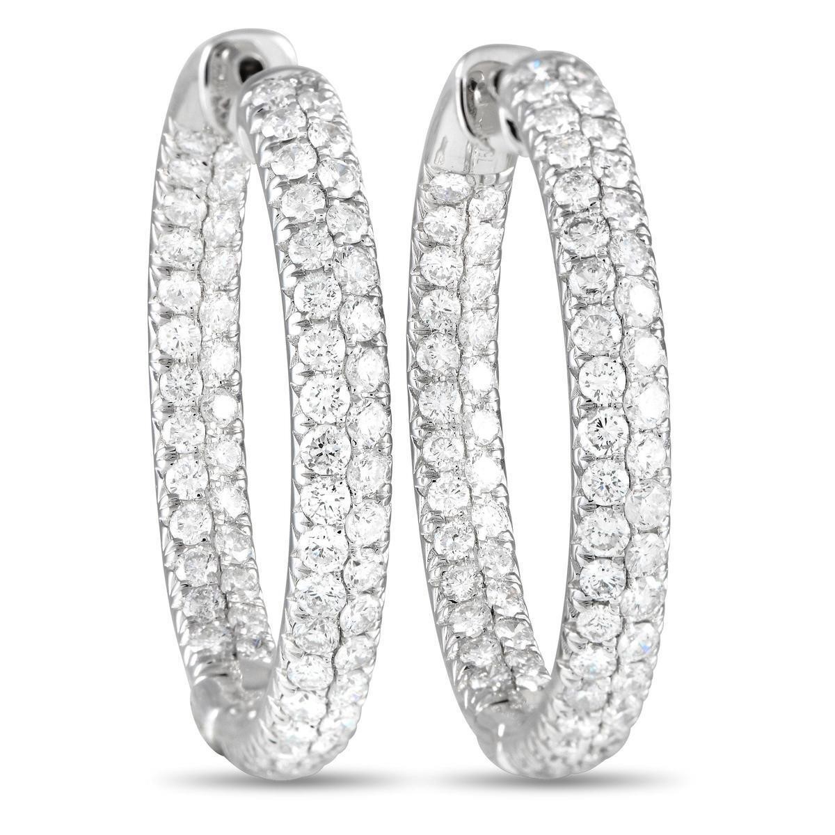 18K White Gold 3.55ct Diamond Inside-Out Hoop Earr