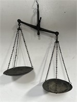 Vintage hanging brass balance scale