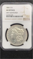 1884-S NGC AU Details Silver Morgan Dollar, high