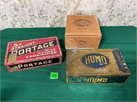 Vtg Tobacco Tin Cans&Wooden box