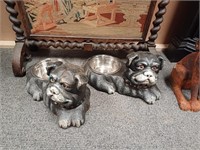 Pair of Cast Iron Dog Feeding Bowls