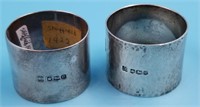 2 sterling silver napkin rings, 88.9 grams