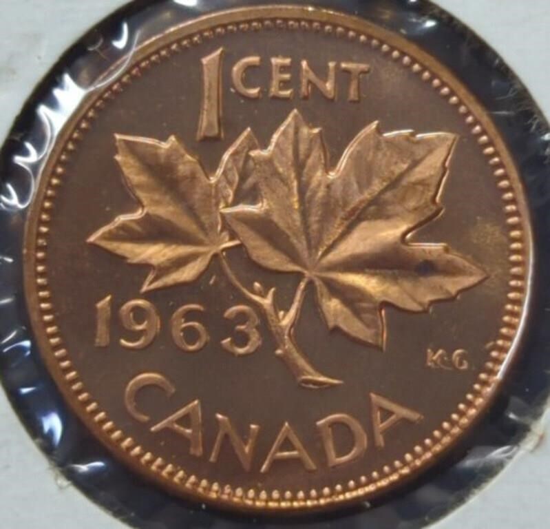 Uncirculated 1963 Canadian penny
