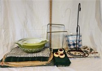 Pyrex Nesting Bowls, Table Clothes, Metal