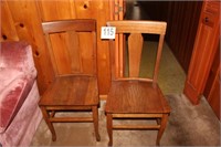 Pair of Oak Straight-back Chairs