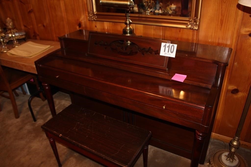 1950s Wurlitzer Piano With lamp and bench