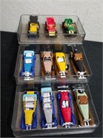 display case with collectible cars