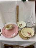 LOT OF PINK ROSE PLATE & SAUCERS