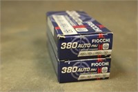 (2) Boxes Fiocchi .380 Auto FMJ 95GR Ammo