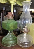 Pair of Early American Pressed Glass Oil Lamps