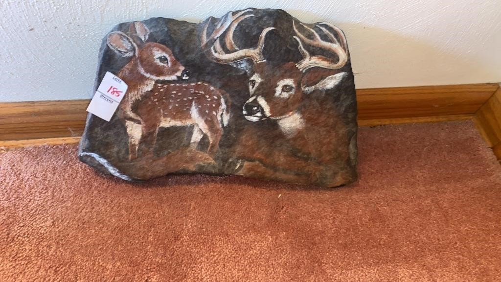 Painted Stone Deer art