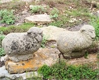 20th Century Cast Stone Lambs